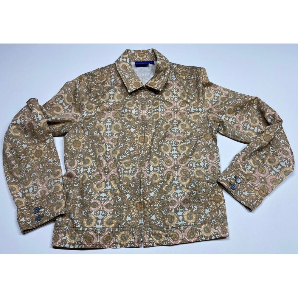 Pendleton Women's Beige‎ Paisley Zip up Long Sleeve Jacket Medium Spring
